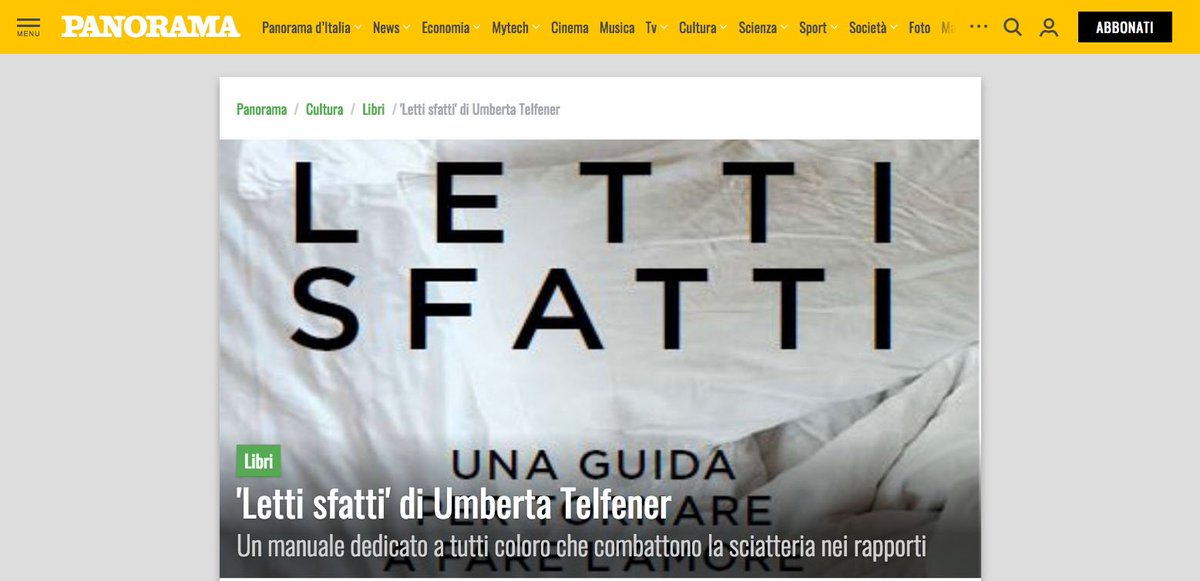 Su @panoramalibri ‘Letti sfatti’ di Umberta Telfener @GiuntiEditore @umbertatelfener @marilourella panorama.it/cultura/libri/…