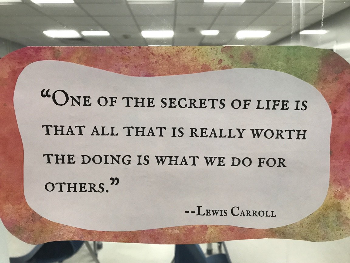 CalhounLibrary's tweet photo. To go along with the theme of kindness found in their in class reading of R.J. Palacio's Wonder, students from Ms. Johnson and Ms. Joy's classes selected their favorite quotes about kindness for our latest library display. https://t.co/lpbglI3zWA