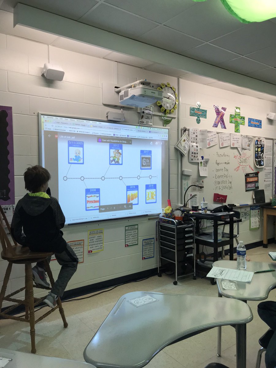 Learning how to answer questions on a timeline in <a href="/READ180/">READ 180</a> so we made ones about our lives! After presenting, we answered questions about each other’s timelines! We love how user friendly this timeline maker is from <a href="/RWTnow/">ReadWriteThink.org</a> #WeAre44 #read180