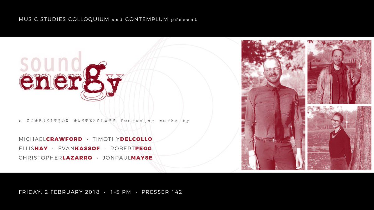 Looking forward to our residency part 1 <a href="/TempleUniv/">Temple University</a> in Philly this week! The Music Studies Colloquium Series will present a Composition Masterclass with SE on Friday, 2 February 2018 | 1–5 PM | Presser 142. On Saturday we'll also be presenting a concert @7.30PM in Rock Hall.