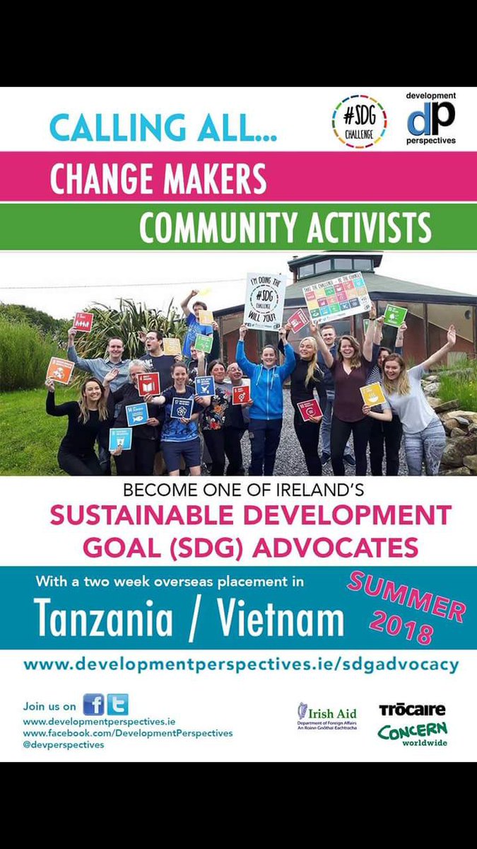 stefkirwan's tweet photo. Are you passionate about making the #SDGs a reality here in Ireland?
Why not find out more about this year's #SDGAdvocateProgramme
Closing date: 5th of March
More Information: https://t.co/IwlfvdQiCP
#GlobalGoals #DevEd #SDGs https://t.co/dS8nI3wdDP