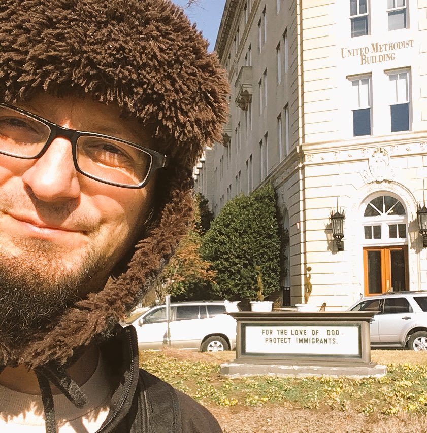 ShaneClaiborne's tweet photo. I'm in DC today speaking at the United Methodist building next to the Capitol. Great sign: "For the love of God
protect immigrants." https://t.co/XvWOdlmGyQ