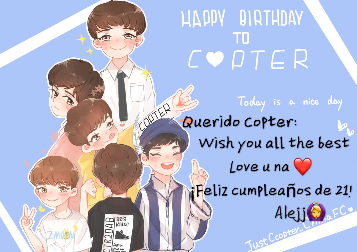 Alejj_1218's tweet image. #Happy21stCopter
#พี่เตอร์สินก
@CTR2DAB 
Happy birthday to Copter/候三龙. 
It is a blessing in Spanish and English from China🤣.
祝你万事胜意，你永远全世界最可爱。
Love all the way you are and hope u can always laugh so sweet.

cr.logo