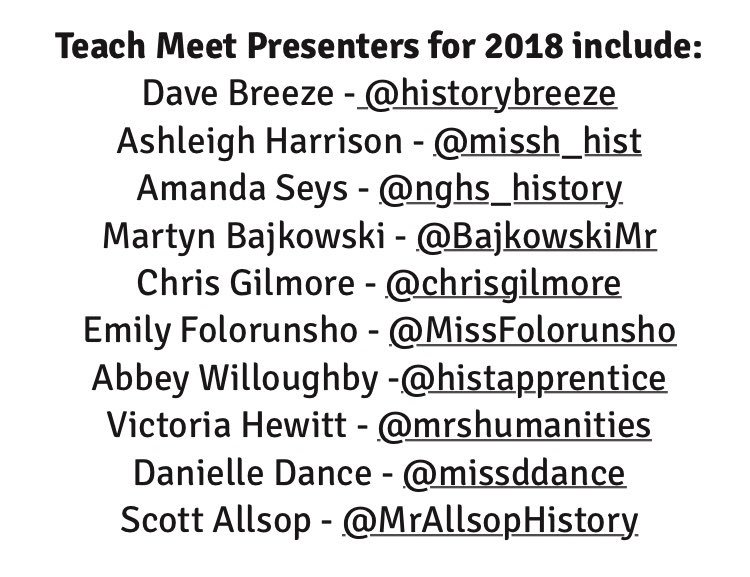 TTRHistory's tweet image. 🚨#TMHistoryIcons2018🚨Drum roll please for our exciting list of TM Presenters 🥁@HistoryBreeze @missh_hist @nghs_history @BajkowskiMr @ChrisGilmore @MissFolorunsho @histapprentice @MrsHumanities @missddance @MrAllsopHistory 🎉🎉🎉