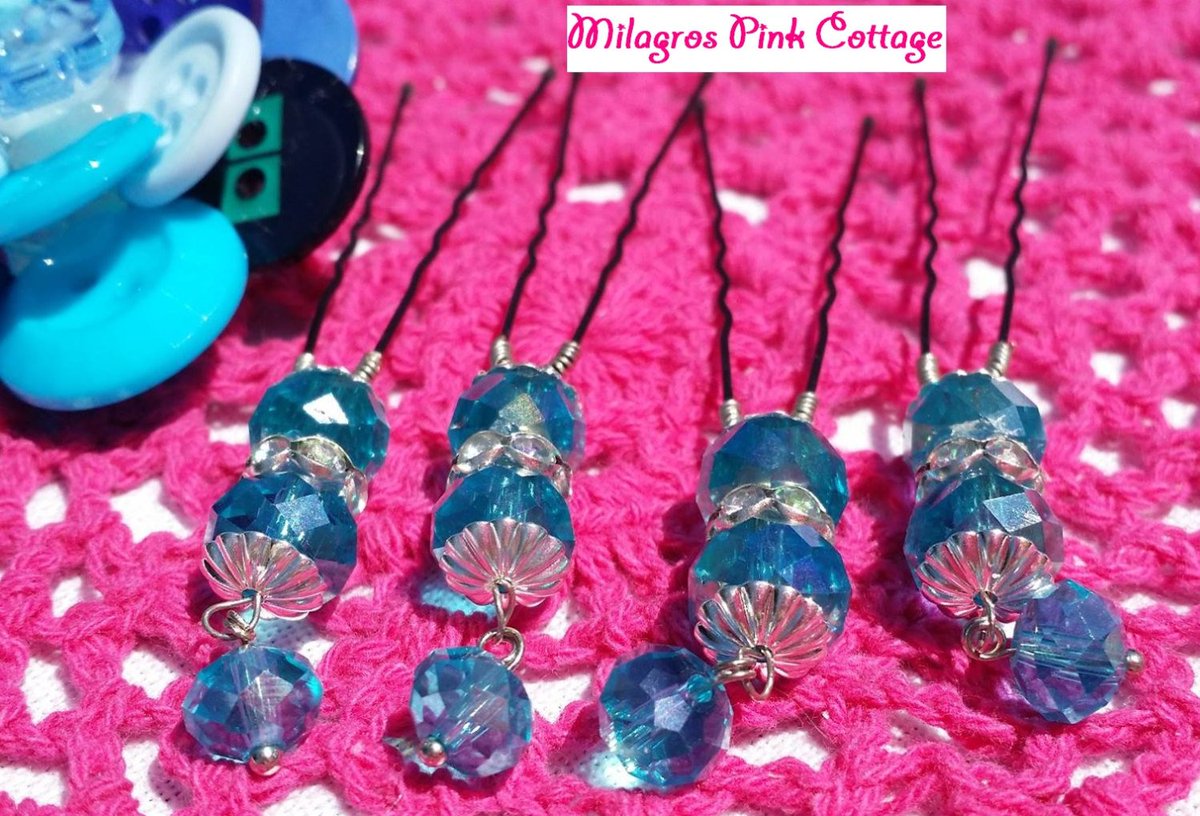 Milagros Pink Cottage On Twitter Blue Crystal Round Hair Pins