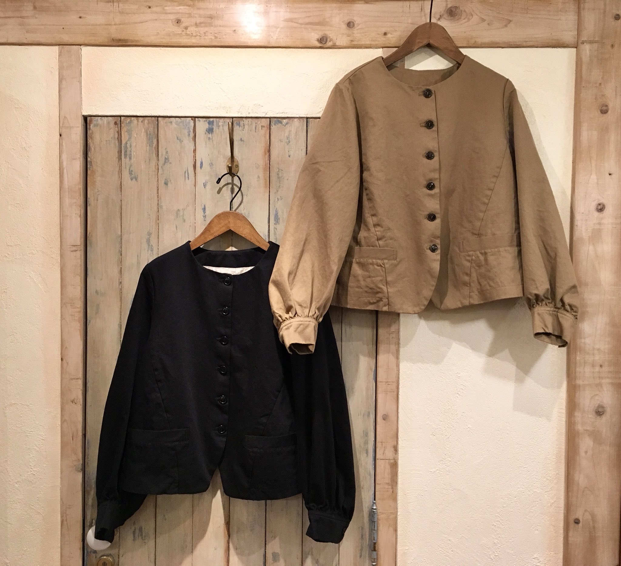nest robe コットンリネンツイルパフスリーブジャケット-