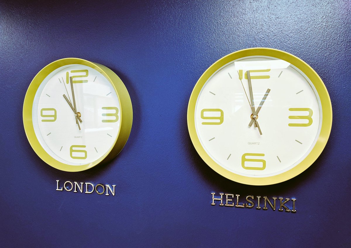AlchemyUtility's tweet photo. It’s good to see our Finnish partners are keeping an eye on the time in the UK. Making sure they don’t call before that first morning coffee ☕️ #internationalworking https://t.co/cJQJid9r4X