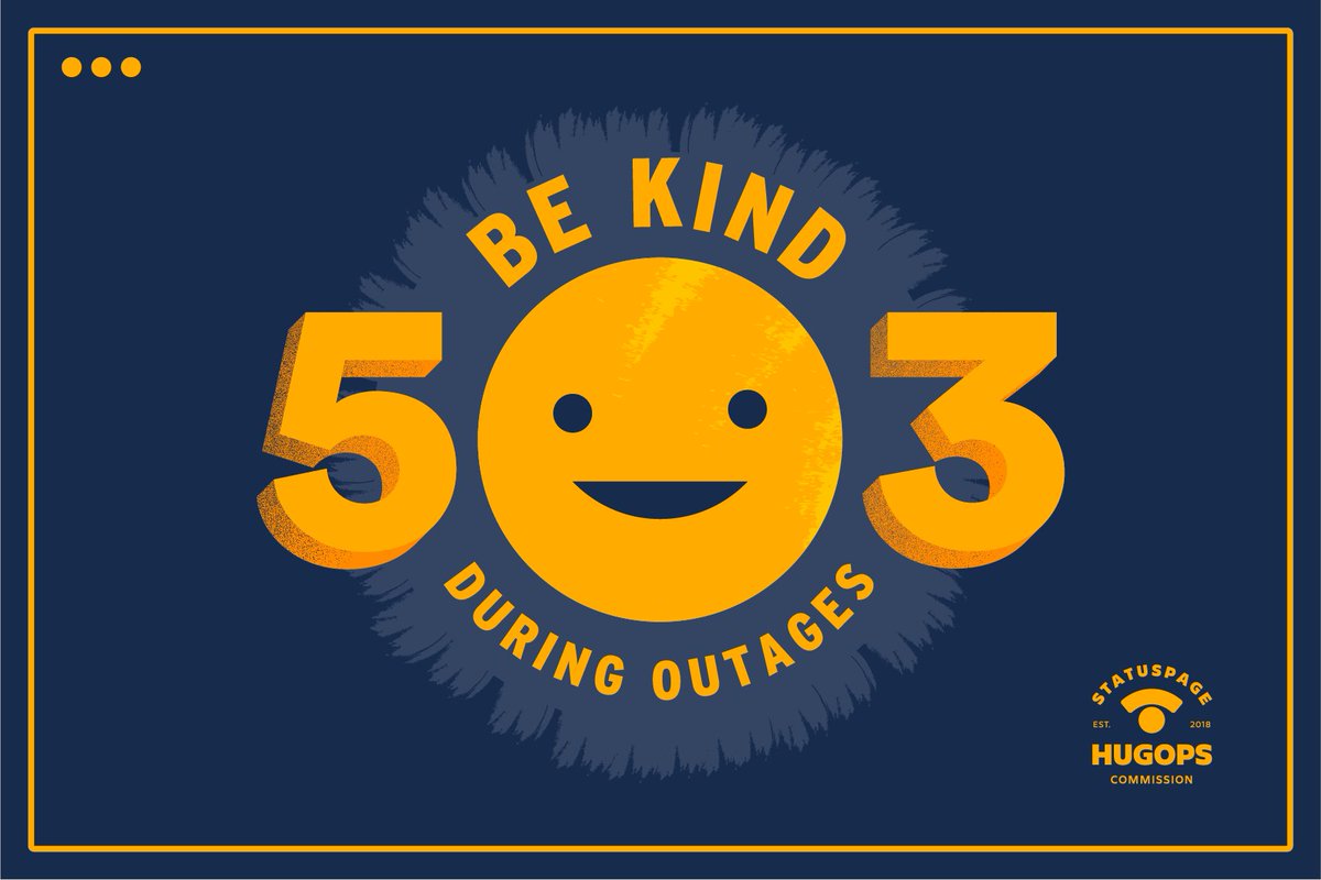ithdeads's tweet photo. https://t.co/eXPMtIg1GW Downtime happens. Kindness helps. Spread #HugOps love 🤗 via @StatuspageIO https://t.co/hKKxxy3mF9 by @Atlassian