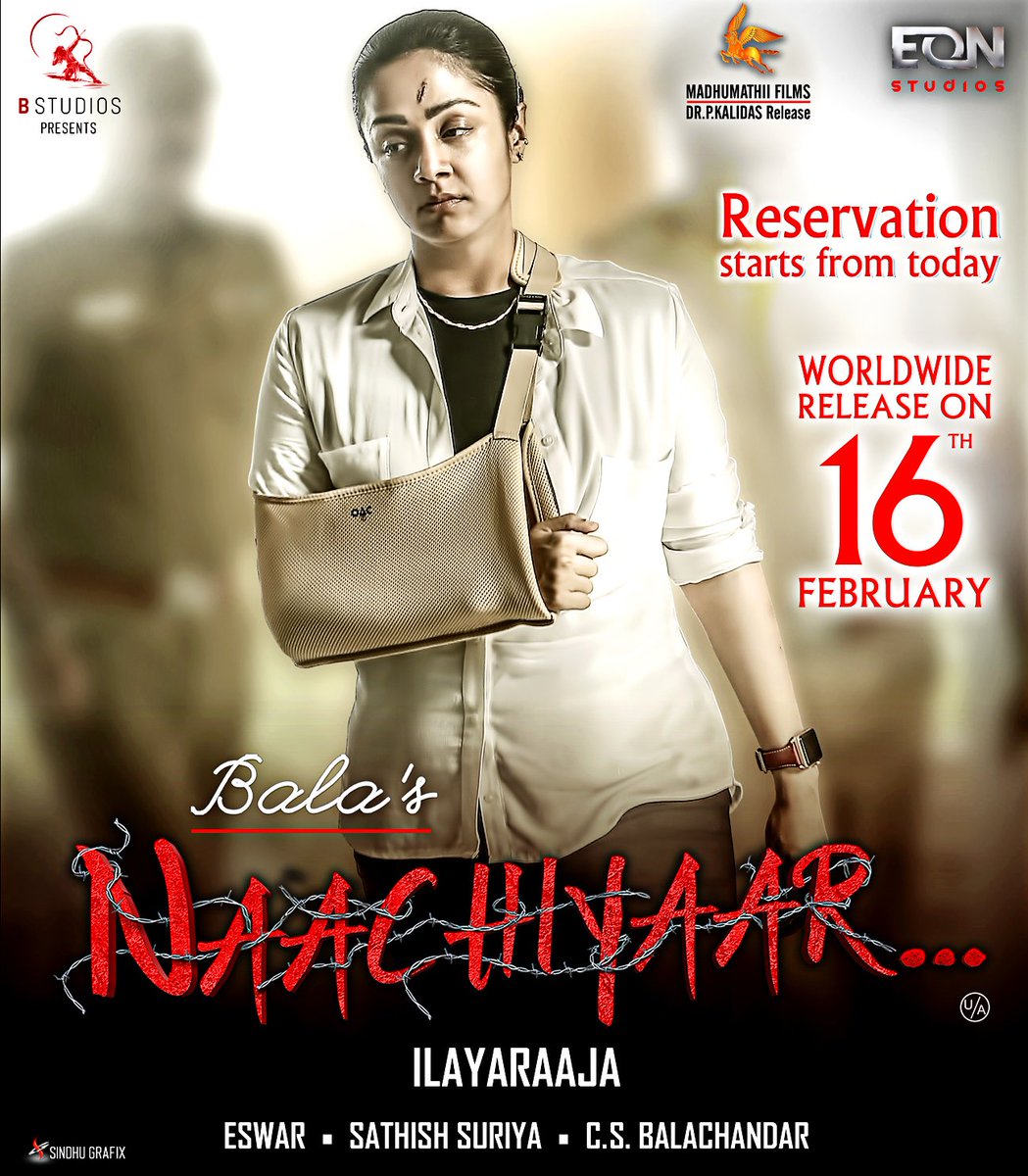 2 DAYS TO GO! #Naachiyaar Hitting screens on February 16. Bookings open now... #NaachiyaarWorldwideFromFeb16 @filmmakerBala #Jyotika @gvprakash