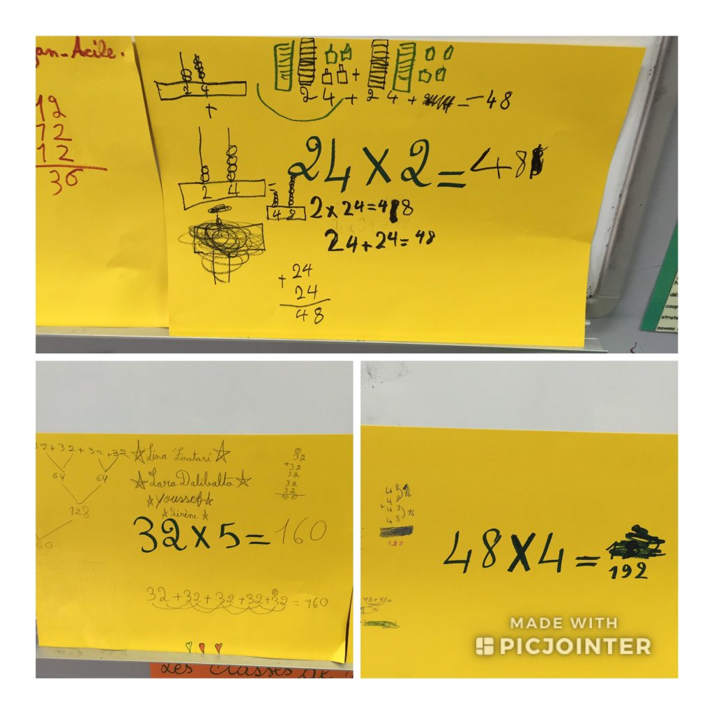 mounaassi2016's tweet photo. De l'addition répétée à la multiplication #comprendre le sens du mot "fois"#technique opératoire #CE2B #audacieux #sensé @Hhhsinfo @dina_jradi @HenaineSamia @MirnaMekkaoui https://t.co/8LDRfbDppG