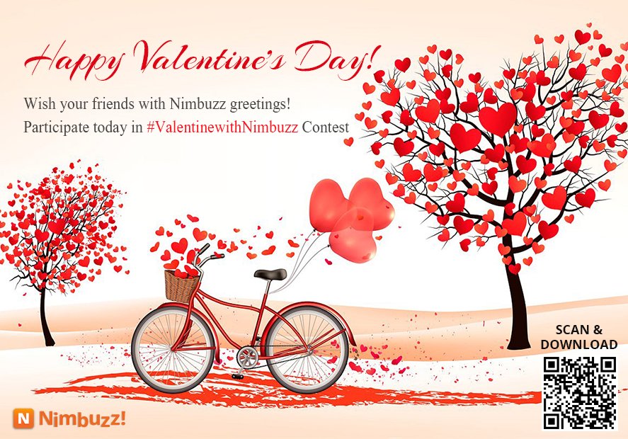 Nimbuzz's tweet photo. Wish your friends with Nimbuzz greetings, share with your friends &amp; get a chance to win today! Download app now to participate in #ValentinewithNimbuzz contest: https://t.co/s7kT49Mcy5

#valentine #valentineday #propose #roseday #bemine #bemyvalentine #valentinesday https://t.co/EWhEVb7lrR