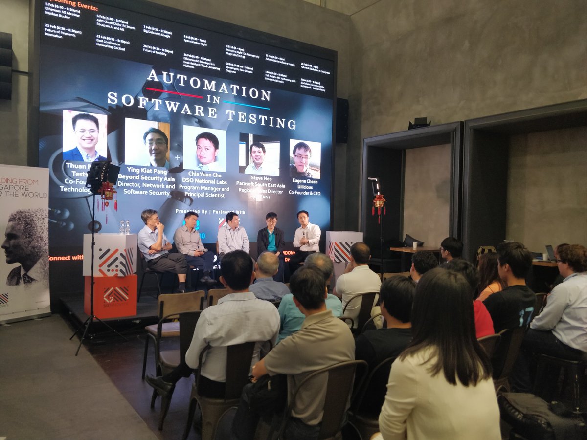 test_1080's tweet photo. We are thankful to @SGInnovate for hosting our event "Automation in Software Testing: Will Test Robots replace Testers?" on Feb 13th. Thanks all attendees for making the event such a success. Hope to see you again in our next events! #Automated #Software #Testing #AI https://t.co/0q1dnHozuQ