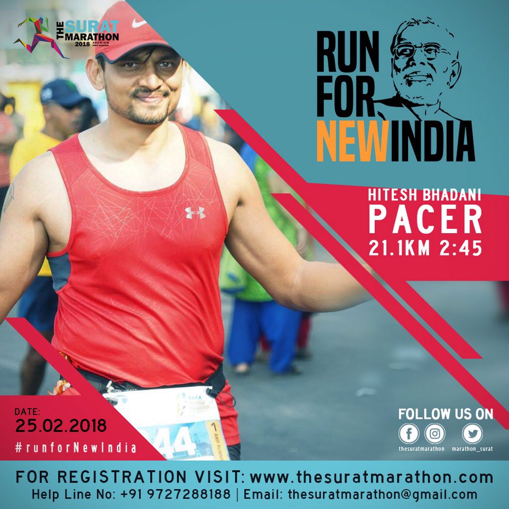 marathon_surat's tweet photo. Proud to Welcome our Pacers
Register: https://t.co/6016pmlBfr

#runfornewindia 
#zerowastesurat
#tapisuratslifeline
#runnersfortapi
#puretapi 
#runsurat
#runfortapi
#nightmarathon
#thesuratmarathon https://t.co/zAYNAfYU8s