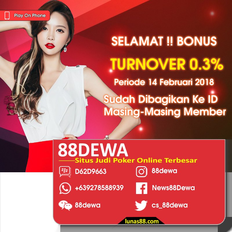 cs_88dewa's tweet photo. Selamat Bonus hari ini sudah kami bagikan ya :)
Selamat bermain dan semoga untung kamu lebih banyak lagi main di 88dewa 
Ajak lagi teman-temanmu bermain dan kami pastikan bonus untuk anda juga akan semakin besar .... 

#judionline #judipoker #pokeronline #poker #domino #88dewa https://t.co/LbWYkMenai
