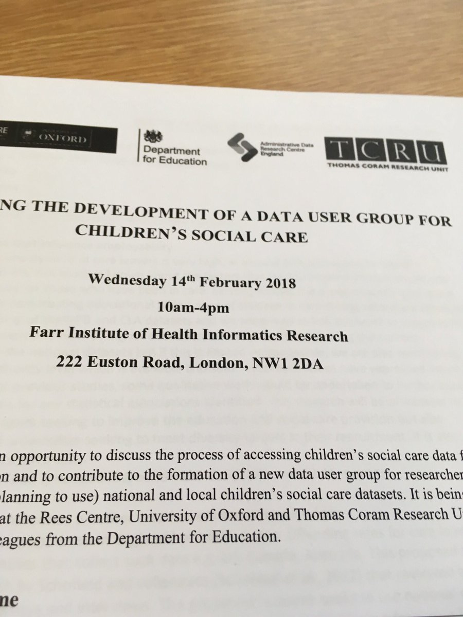 @ReesCentre @IOE_TCRU Children’s social care data seminar with @NikkiLukePsych and Jenny Woodman. Looking forward to discussions and seeing some familiar faces @drclairebaker @DrLCusworth @DinithiWijedasa Chance for researchers and analysts to discuss and share learning! #data