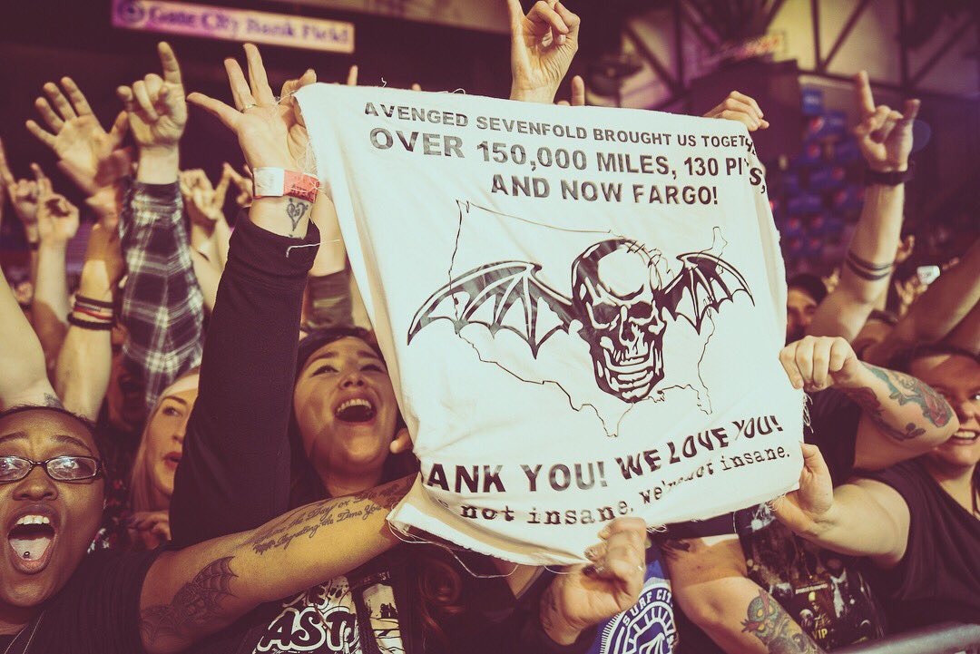 TheOfficialA7X's tweet photo. Thank you Fargo for a great close out to the US portion of the 2018 Winter #thestageworldtour! See you next time. #avengedsevenfold 📷:@rafacore https://t.co/R1SlQmU57O