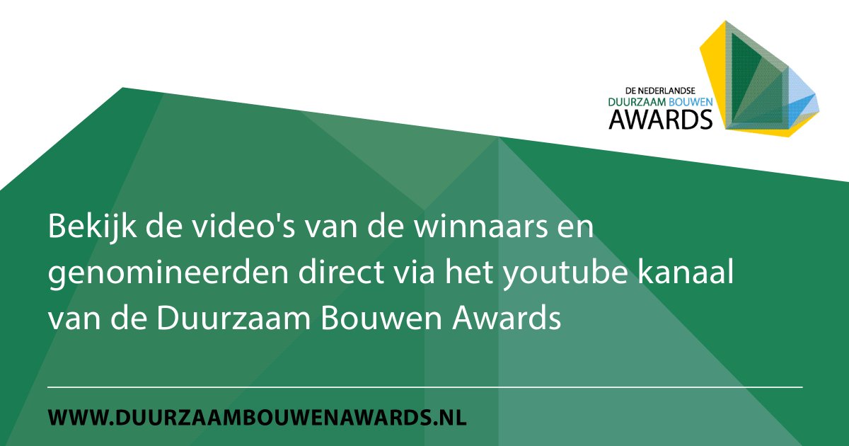 Woonstichting 'thuis, Gemeente Haarlemmermeer, Waterschap Zuiderzeeland en Patch22 vielen in de prijzen tijdens de uitreiking van de Duurzaam Bouwen Awards. De complete video's van de vier winnaars staan nu online. Bekijk de video's direct via: youtube.com/user/duboawards