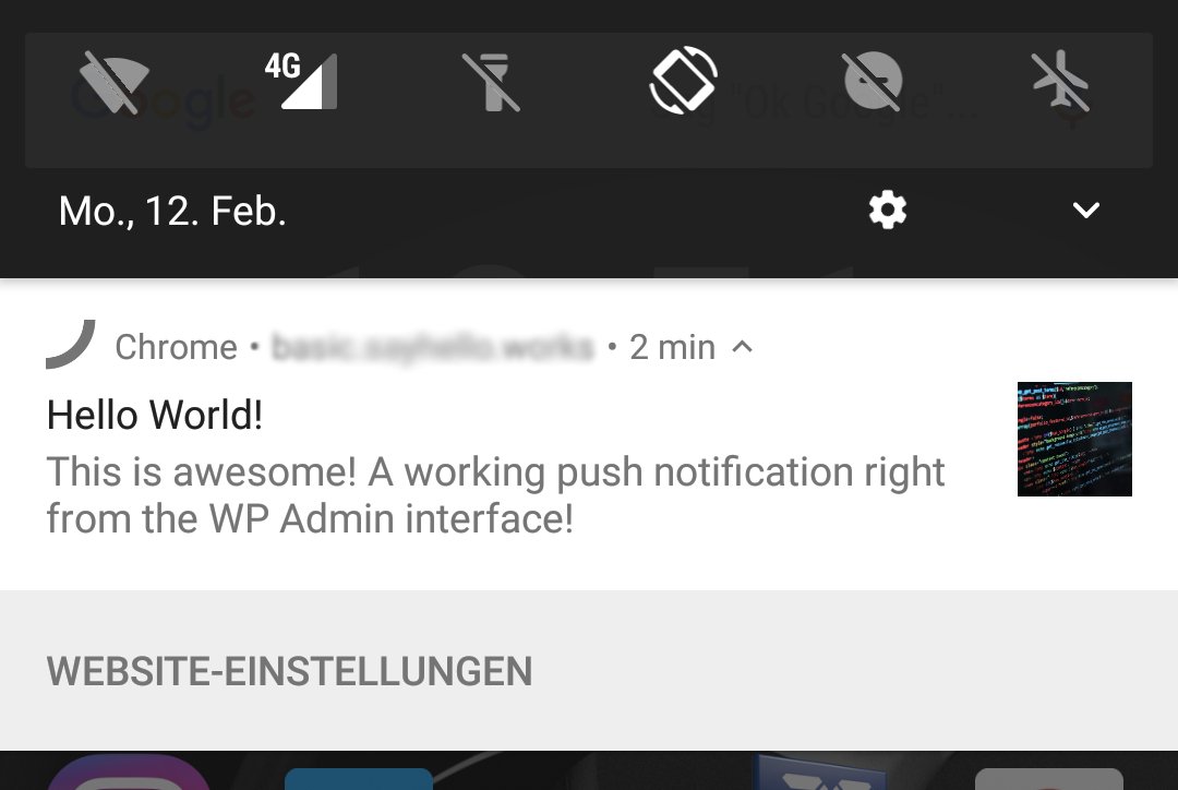 WordPressPWA's tweet photo. We are getting closer! First test #push #notification has been sent and received sucessfully 😁! #PWA #ProgressiveWebApp #WordPress #PushNotifications https://t.co/9jeTC1008n