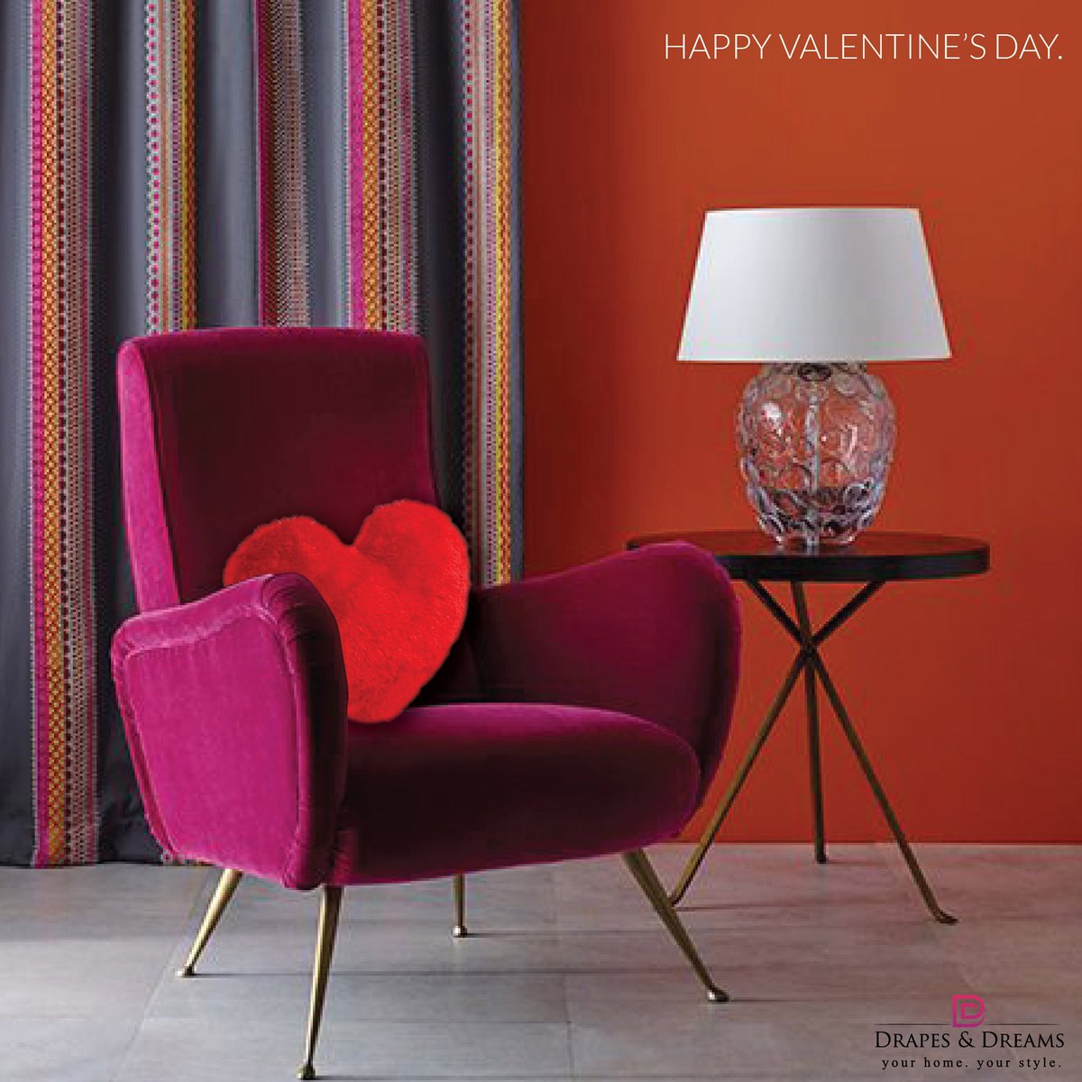 The Drapes and Dreams team would like to wish you all a Happy Valentine's Day! #ValentinesDay2018 #ValentinesDaySpecial #DrapesandDreams #InteriorDesign #Furniture #SoftFurnishing #Cushions #Sofas #Curtains #Carpet #Dinningtables #Homedecor #HomeSpace #luxurylife