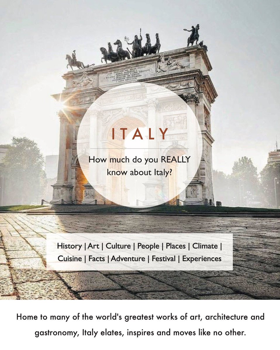 Fernwehholidays's tweet photo. Ciao!

In this series of #whywelovetotravel, we start with the beginning of it ALL. The place that inspired us to START Fernweh Holidays.
ITALY - a quintessential European country. How much do you REALLY know about it? This week, we are going to tell you a STORY about Italy. https://t.co/oM1AGAx7z9