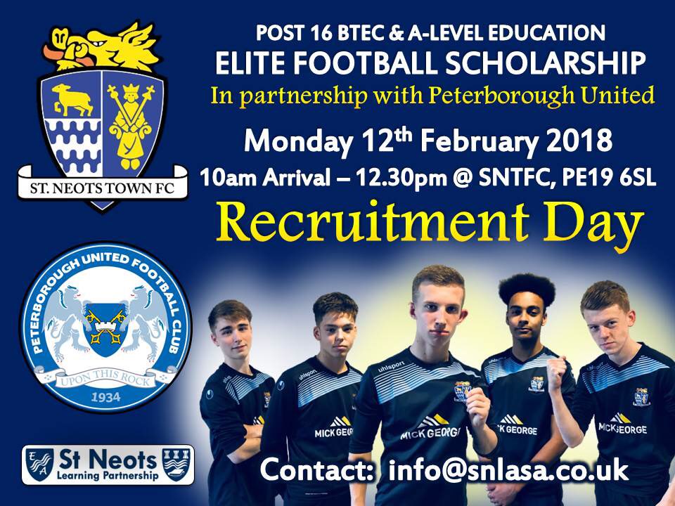 Fast approaching today’s Scholarship Opportunities Recruitment day for September 2018 <a href="/StNeotsTownFC/">St Neots Town F.C. Official</a>  @theposhofficial <a href="/SNTFCYouthTeam/">YouthTeam @StNeotsTownFC</a> @StNeotsSFC Register your interest now via: goo.gl/forms/HdjjbrHT… …