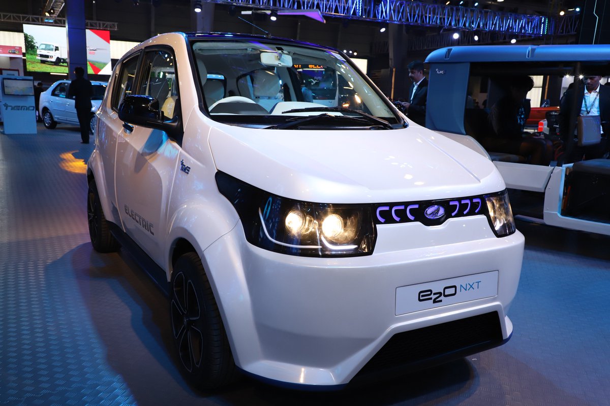 MahindraLMM's tweet photo. You've seen the Mahindra Electric e2oPlus. Now get a glimpse into what lies ahead with the e2o NXT concept vehicle, currently on display at #AutoExpo2018 
#DriveElectric https://t.co/Nt57ayGC2b
