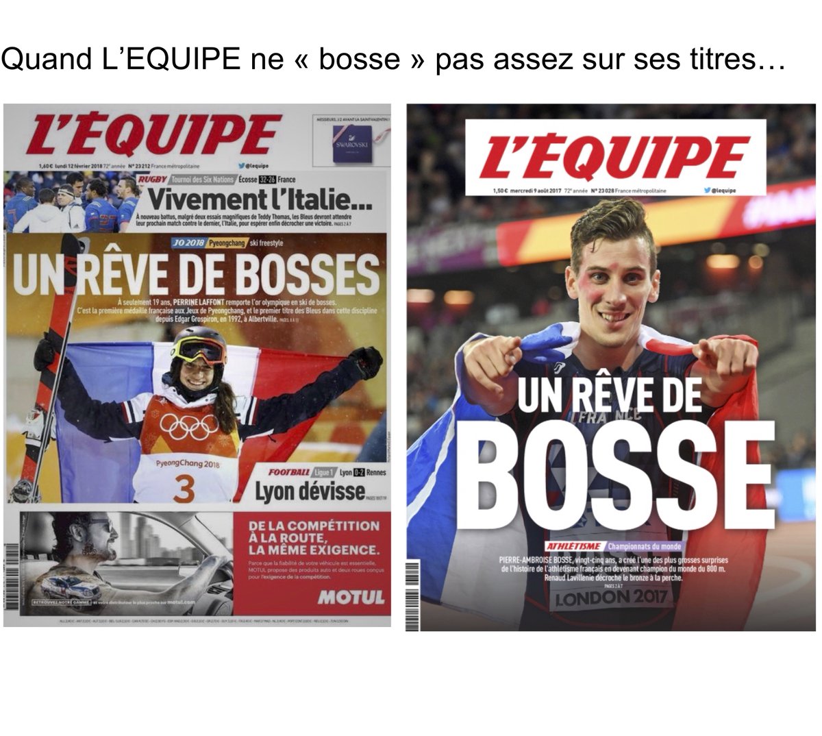 Larick_C's tweet photo. original le titre de l'equipe :) #PerrineLaffont #pierreambroisebosse #lequipe https://t.co/ClEAfh7gCX