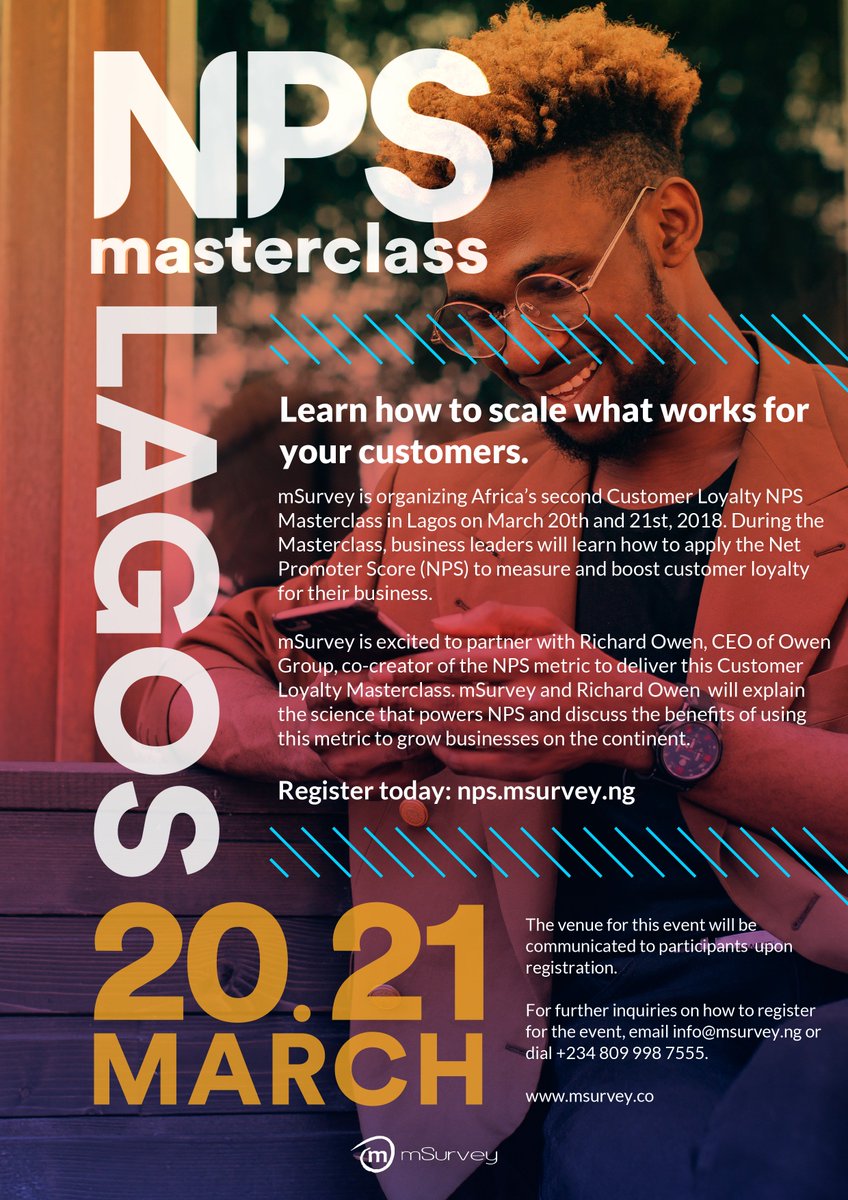 Ajua_Africa's tweet photo. Don't miss the chance to learn how to leverage NPS to improve your customer experience and grow revenue. Click the link below to learn more about the Masterclass. https://t.co/rBgWPRSSTT
#mSurvey #NPSmasterclass #Nigeria #NPS #Business #CustomerExperience #CX #CustomerService https://t.co/dCssENIZLm