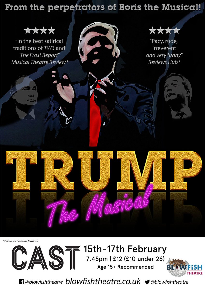 blowfishtheatre's tweet photo. Trump the Musical opens @castindoncaster this Thursday-Sat. Come help us #MakeSatireGreatAgain
https://t.co/5ZnXujZFfJ

#WeHaveTheBestSongs https://t.co/QrrRDzKjms