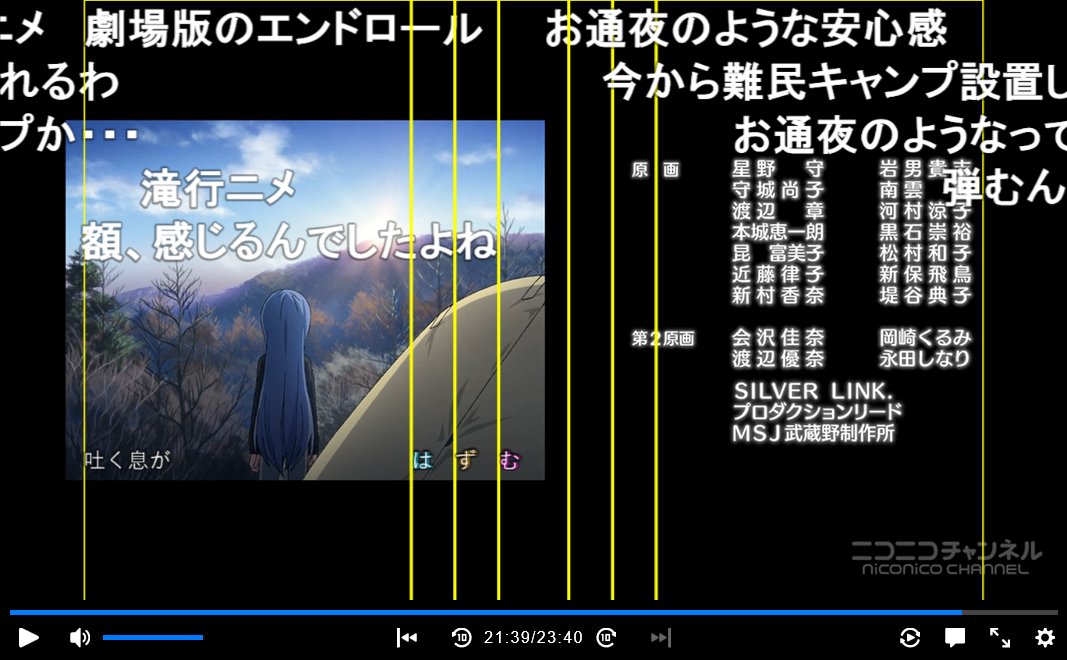 ɠuri V Twitter ゆるキャン5話ed歌詞 キャプ環境ないので画像で 1 ミス 3秒連結 2 はずむにアクセント 3 リズムに合わせてシンプルに 4 ワイプタイミングが遅いので歌詞も遅らせて投下 続く