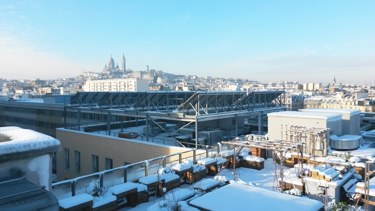 Topager's tweet photo. 🌿 Paris sous la neige 🌨️
La terrasse du centre Robert Doisneau #Topager #agricultureurbaine #toitsparisiens #potager https://t.co/qemHeYO8mx