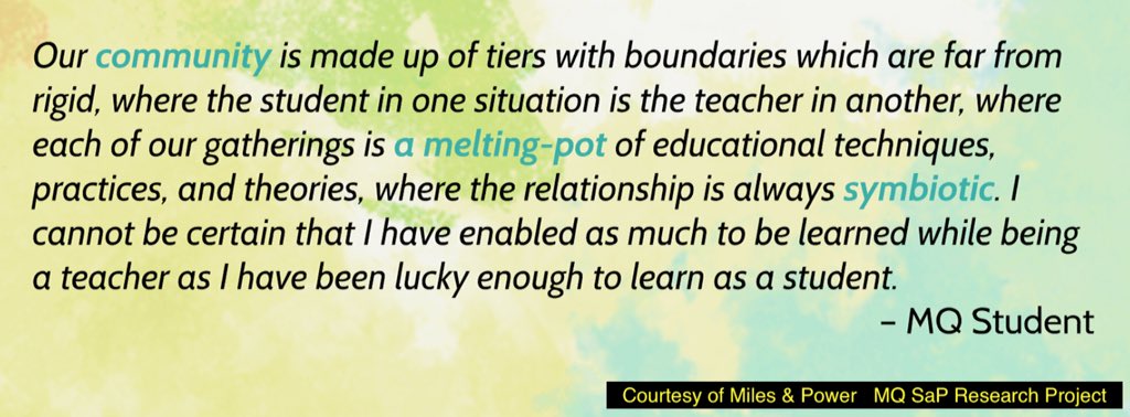 BeverleyBMiles's tweet photo. Possibly one of the most eloquent articulations of partnership
#students #reflection #transformation #changeagents
#studentsaspartners #telesangels #mentoring #peerlearning #highered #landt #edchat #trust #connection #flexibility #community
@TelesAngels @RKP_Industries https://t.co/LylVxcjqCM