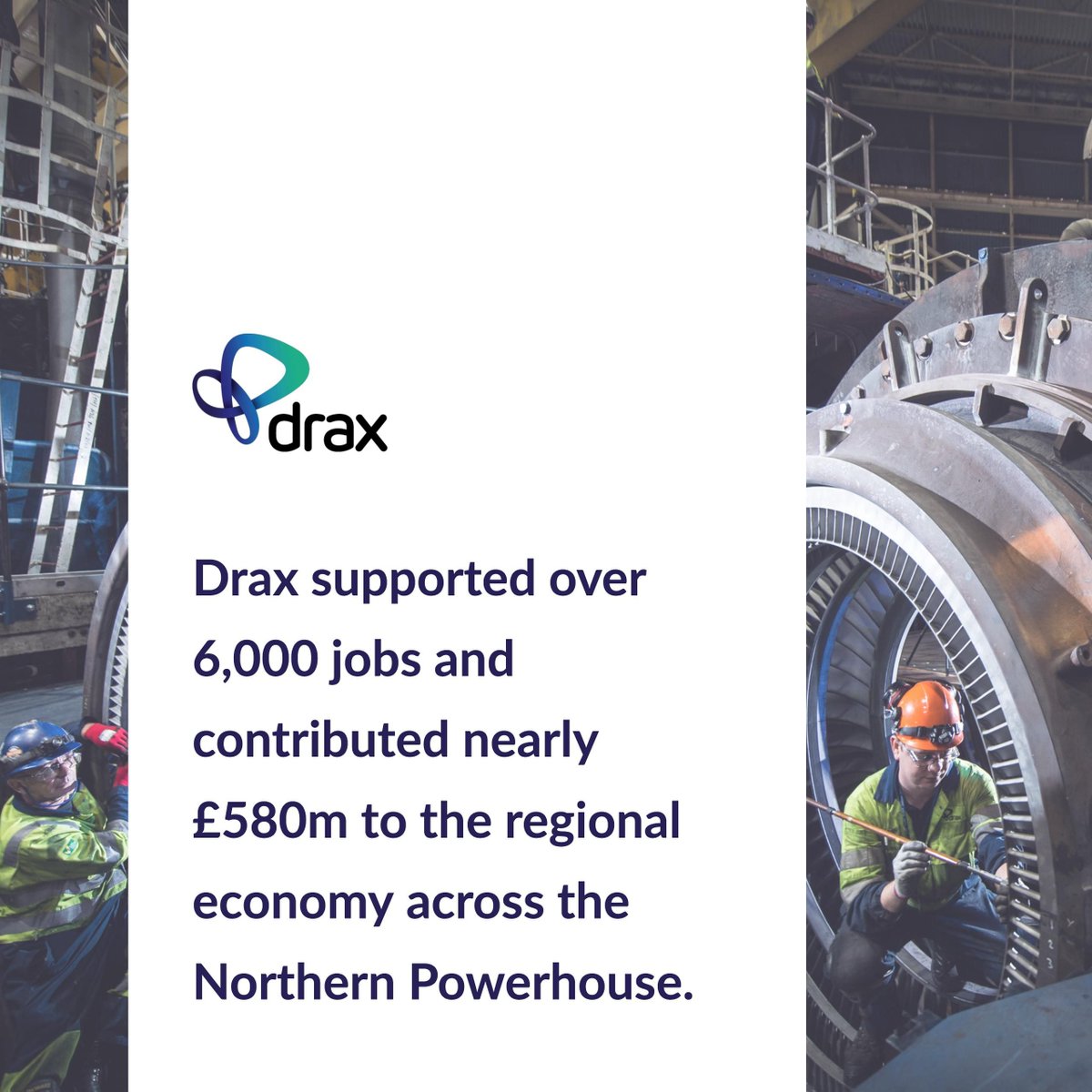 DraxGroup's tweet photo. Thanks to the people we employ and our supply chain, Drax is also a significant provider of jobs and economic activity across the country -- and especially in the #NorthernPowerhouse https://t.co/DgIZikdEgi https://t.co/kLMQfVMLby