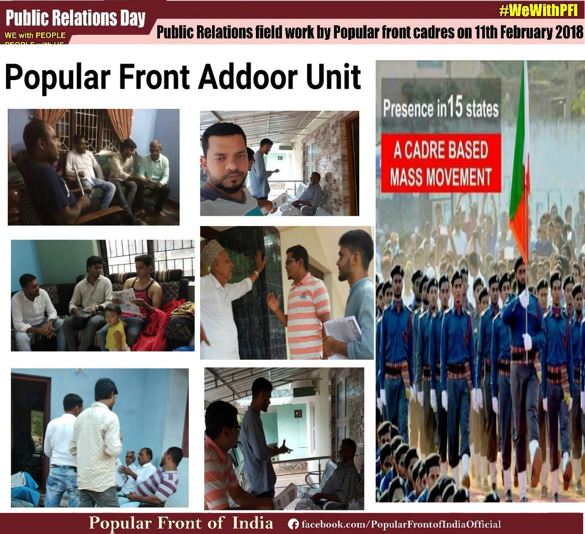 NThokur's tweet photo. Public relations field work by Popular front cadres ..
#PopularFrontDay2018 
#WeWithPFI https://t.co/fA94JHQRg5
