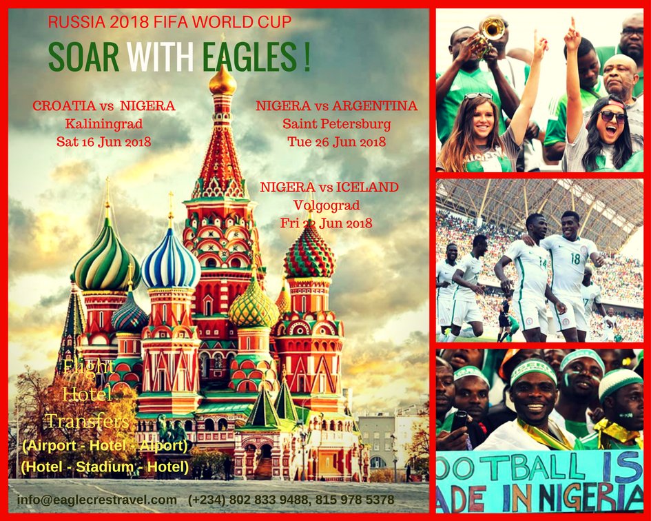Eaglecrestravel's tweet image. Soar with Eagles.....Experience Russia!!!!
Call (234) 802-833-9488 or 815-978-5378
send mail to info@eaglecrestravel.com
#2018fifaworldcup
#experiencerussia
#soarwitheagles
#eaglecrestravel
#letsgoplacestogether
#showyourpassion
#flexiblepayment