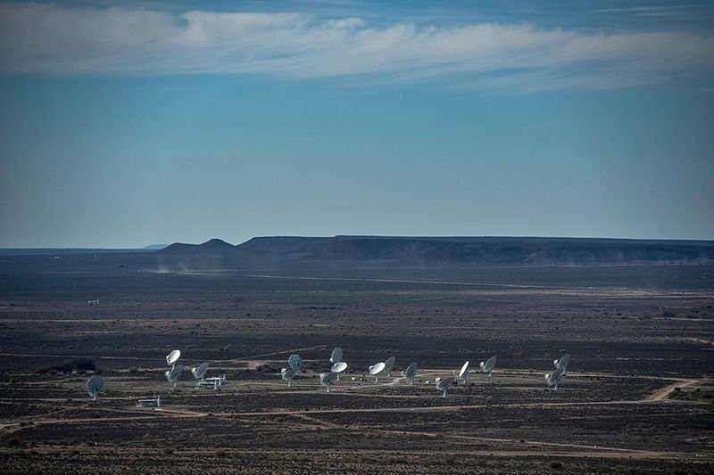 The MeerKAT array in Northern Cape, South Africa.