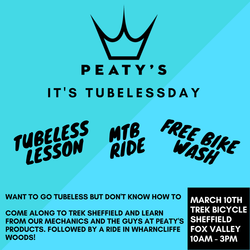 TrekSheffield's tweet photo. It's Tubeless Day with Peaty's ! https://t.co/HX01XU4yk8