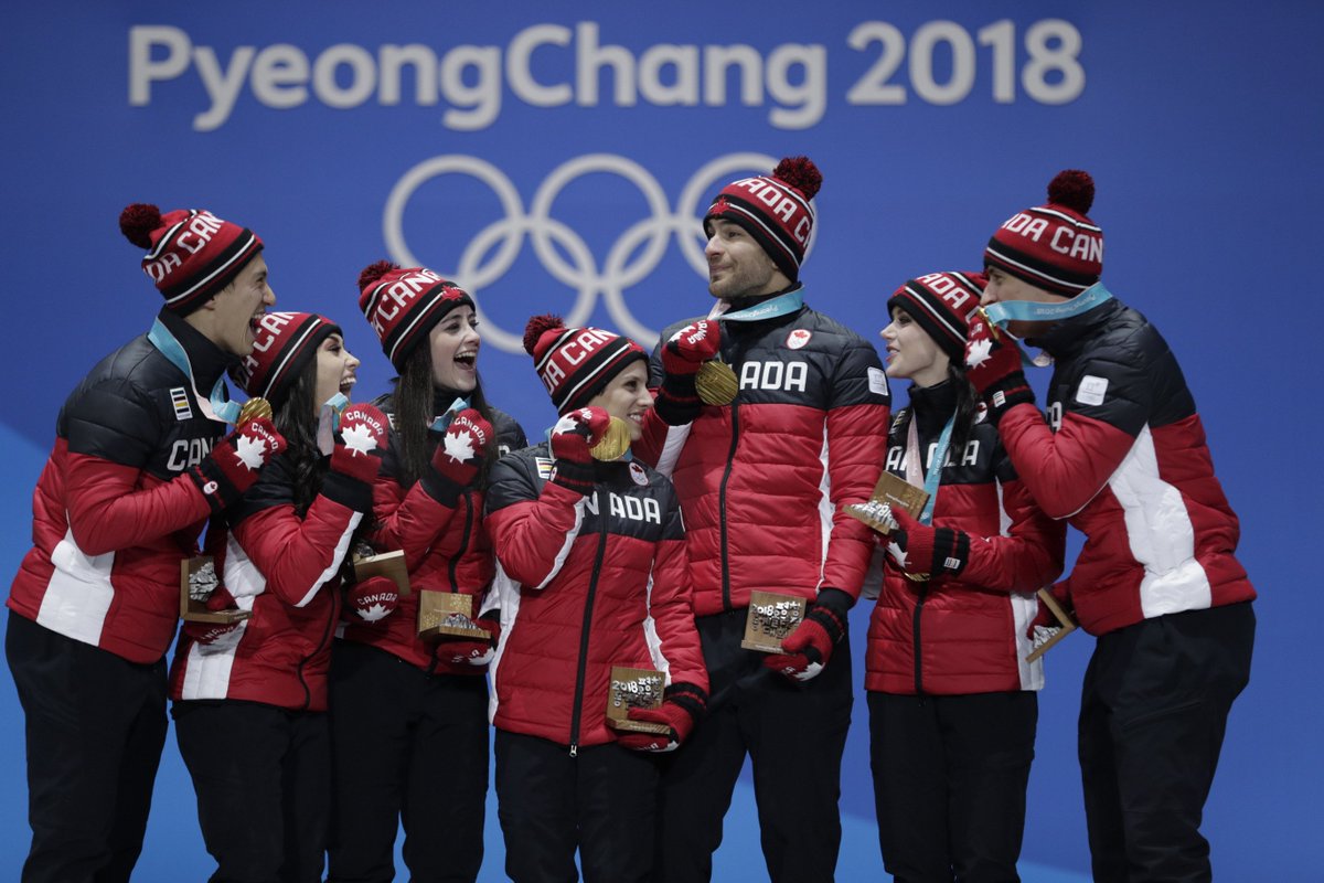 It's a gold medal party!🥇
 
Nothing like celebrating an Olympic gold with your team. More on #TeamCanada's first Olympic champions at PyeongChang 2018: bit.ly/2BqnI2Y

#FigureSkating | #Olympics