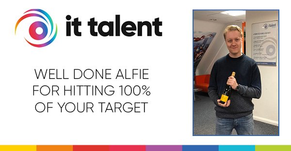 ittalent's tweet photo. Congratulations to Alfie for hitting 100% of his target in January! #ittalent #recruitment #london #targethitter #congrautlations #success #workhardplayhard https://t.co/rQZvQObC22