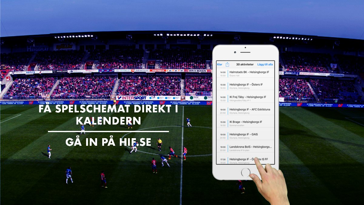 Få HIF:s spelschema direkt i kalendern i din mobil, dator och surfplatta 🗓

Ladda ner spelschemat här 👉🏼 hif.se/news/ladda-ner…