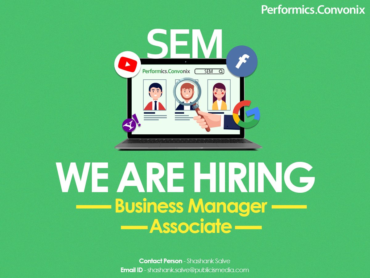 Join our team! We're looking for digital marketeers with more than 2 years of experience in SEO and SEM. If you think you fit the bill, share your resumes at shashank.salve@publicismedia.com, NOW!