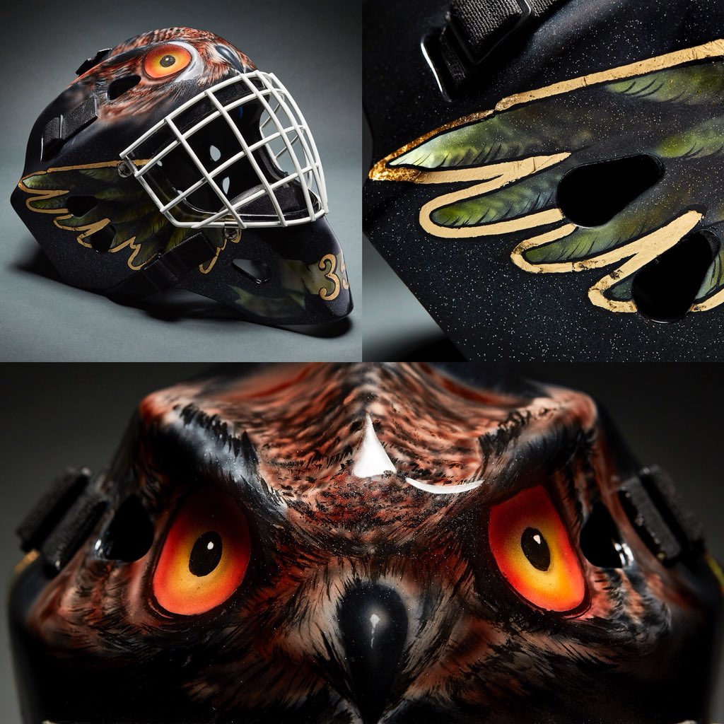 Magillphoto's tweet photo. I shot my friends super cool #Hackva #Hockey Helmet airbrushed by the ink wizard @LewisWilliams94 of @EccythumpArt ππ #RT #IceHockey https://t.co/QhHDas0Dzt