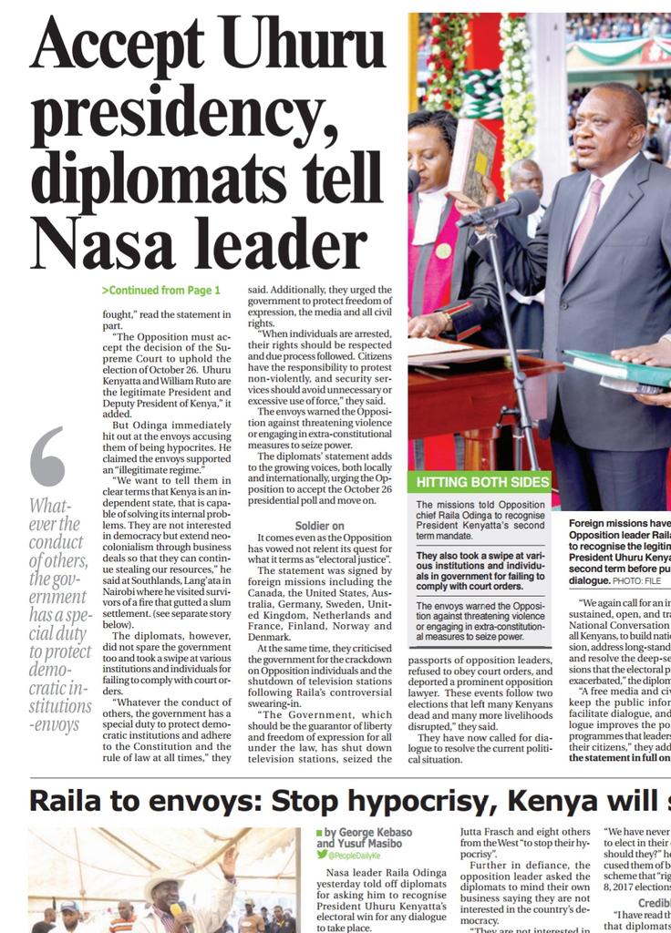 As diplomats accept the new political leadership in Kenya after #elections2017; bodies like @AFTunion n @eduint are funding a member of @TEAMNASA_KE and a rebel leader called @wilson_sossion. @BobGodec @TSCKenya @AMB_A_Mohammed @Kandie_Phyllis @FredMatiangi @TEACHERSinKENYA