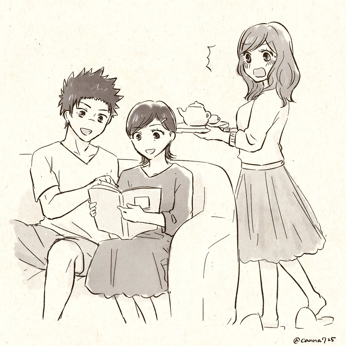 かんな 新刊通販 En Twitter カナタとアリエスとエマさんの三人が幸せな日常を暮らしている一コマください アリエス ちゃんの昔のアルバムを見て2人で盛り上がるエマさんとカナタです 紙のアルバムが存在する世界線 T Co Jffaa0gghg Odaibako かんな 新刊通販 En Twitter カナタとアリエスとエマさんの三人が幸せな日常を暮らしている一コマください アリエス ちゃんの昔のアルバムを見て2人で盛り上がるエマさんとカナタです 紙のアルバムが存在する世界線 T Co Jffaa0gghg Odaibako