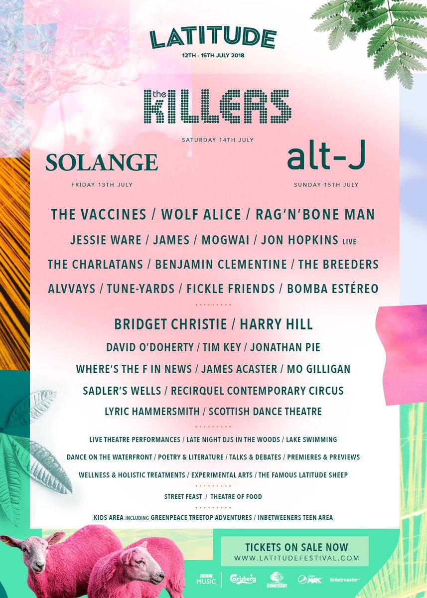 Presenting a taste of your Latitude Festival 2018 line up! Featuring <a href="/solangeknowles/">solange knowles</a>, <a href="/thekillers/">The Killers</a>, <a href="/alt_J/">Δ (alt-J)</a> &amp; more! Discover even more names here: goo.gl/d9s1Bd