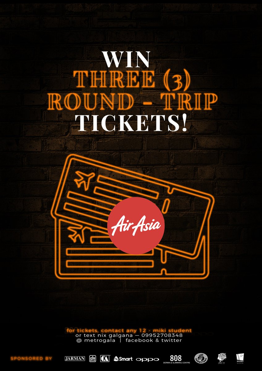 metrogala's tweet photo. Are you ready to go beyond the Metro? In collaboration with AirAsia, Metro Gala is choosing three (3) lucky #MG goers for roundtrip tickets—to any domestic destination of their choice!

For more inquiries, contact Metro Gala’s official Facebook page, or send us a DM! https://t.co/z3xhJ0Rt9D