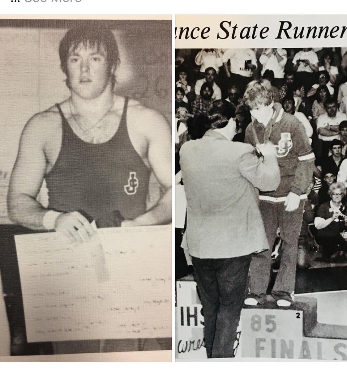Jennings County’s 1st State Champion

In 1975 Carmen Hurley became the JCHS 1st State Champion, winning the 185lbs class with a 28-0 record.
In 1985, Jeff Vance was State Runner-up in the 105lbs Class.

To date the only Wrestling Champ and Runner-up for JCHS.
@FakeESPNStatz