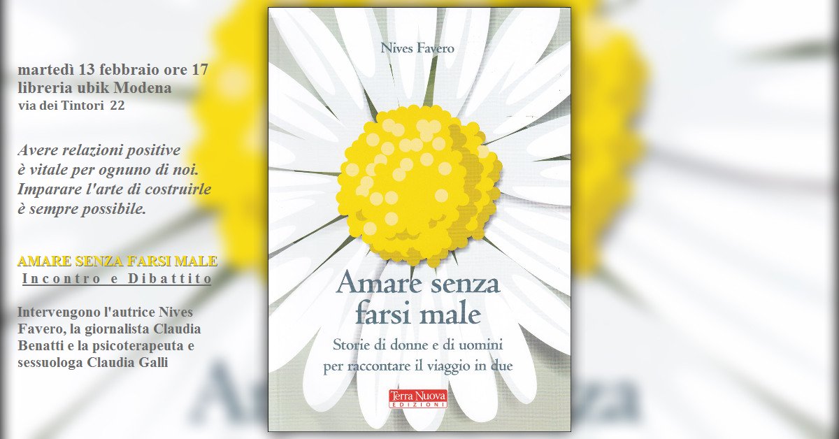 In clima di #SanValentino, un incontro che svela il segreto per la felicità di coppia.
Domani alle 17, AMARE SENZA FARSI MALE. Con #NivesFavero, @claudiabenatti e #ClaudiaGalli.