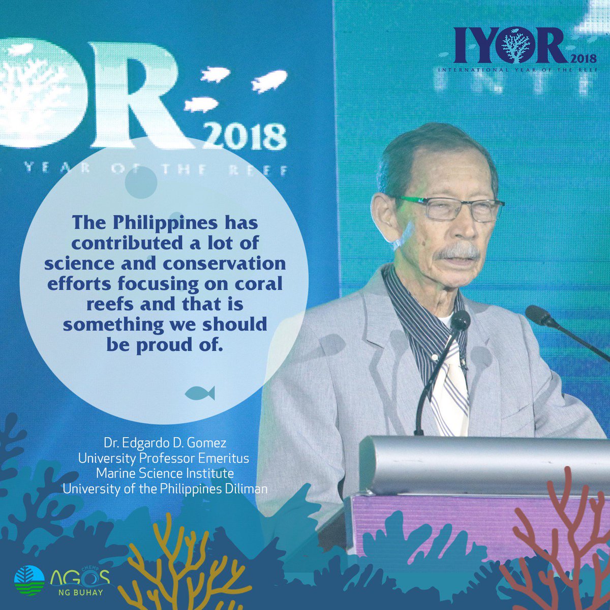 denr_agos's tweet photo. READ: University Professor Emeretus, Dr. Edgardo D. Gomez of UP Marine Science Institute opens with an uplifting message. #IYOR2018 #IYOR2018Ph #TogetherForOurReefs https://t.co/0vaNb4GiZC