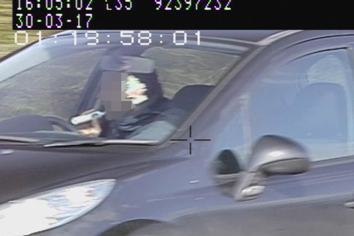 NorthantsPolice's tweet photo. Northamptonshire Police has released images of a driver caught brushing his teeth behind the wheel to highlight the dangers of distracted driving. #driverdistraction #roadsafety Read more here: https://t.co/3qrGllMs2j https://t.co/ZxMAfnARgC